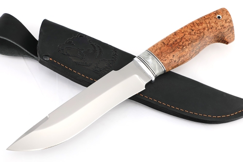 Нож Викинг (х12МФ, вставка акрил белый, стабилизированная карельская берёза) 