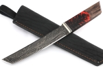 Нож Самурай (9ХС ламинированная дамаск с никелем, рукоять комбинированная шишка в акриле+кап клена) - Нож Самурай (9ХС ламинированная дамаск с никелем, рукоять комбинированная шишка в акриле+кап клена)