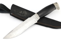 Нож Викинг (дамаск нержавеющий, чёрный граб - мельхиор)