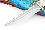 Нож Судак большой (х12МФ - долы, вставка кость, кап клена зеленый) формованные ножны - Нож Судак большой (х12МФ - долы, вставка кость, кап клена зеленый) формованные ножны