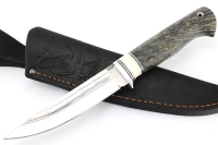Нож Пантера (х12МФ, камень, вставка кость, кап клена коричневый)