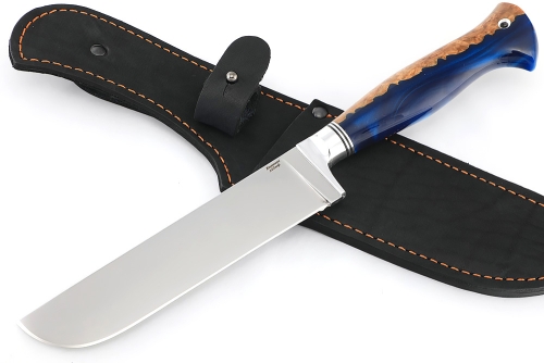 Нож Узбек (х12МФ, рукоять гибрид карельская береза акрил синий) 