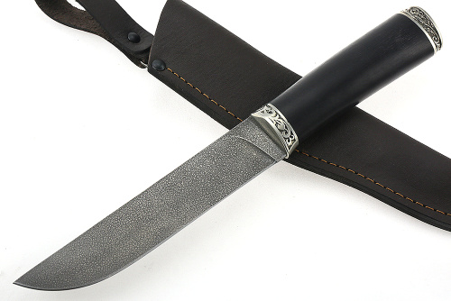 Нож Скорпион (ХВ5-Алмазка, чёрный граб - мельхиор) 