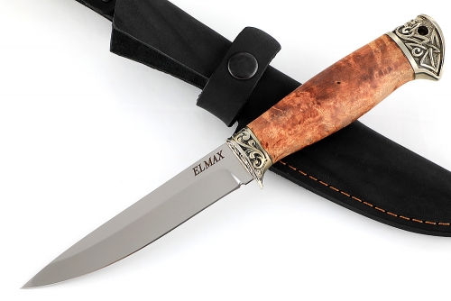 Нож Пантера (порошковая сталь Elmax, карельская береза - мельхиор) распродажа 