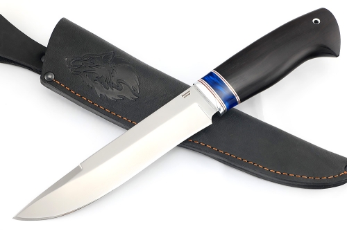 Нож Таран (х12МФ, вставка акрил синий, чёрный граб)