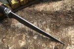 Нож Комар (ламинат - 9ХС и дамаск с никелем, рукоять береста, гарда мельхиор) - Нож Комар (ламинат - 9ХС и дамаск с никелем, рукоять береста, гарда мельхиор)