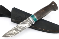 Нож Рысь (D2, акрил зеленый, карельская берёза)