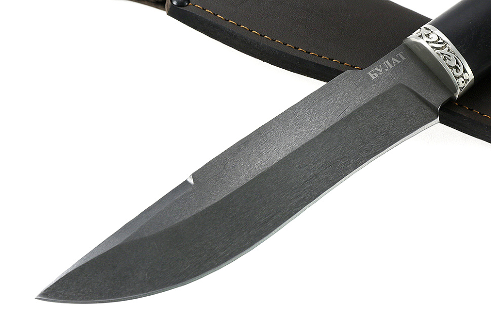 Нож Викинг (булат, чёрный граб - мельхиор)