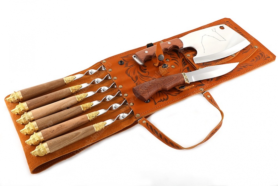 Шашлычница рыжая (шампура дерево-литьё), ручная художественная роспись