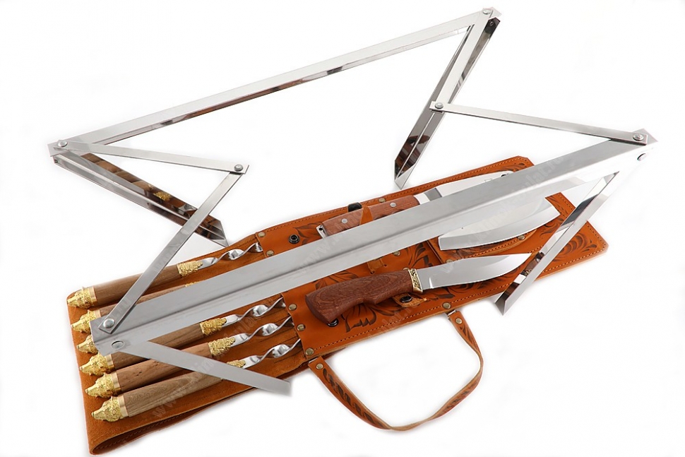 Шашлычница рыжая (шампура дерево-литьё), ручная художественная роспись