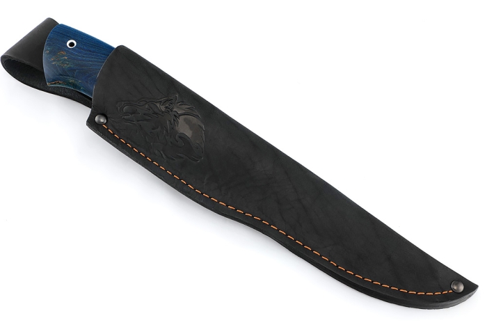 Нож Таран (D2, карельская берёза синяя)