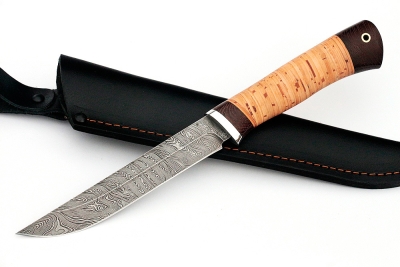 Нож Зубатка-2 (дамаск, береста)