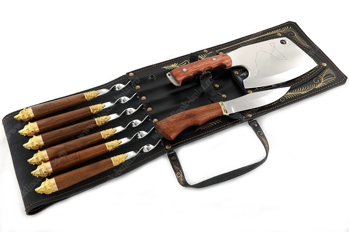 Шашлычница чёрная (шампура дерево-литьё), ручная художественная роспись