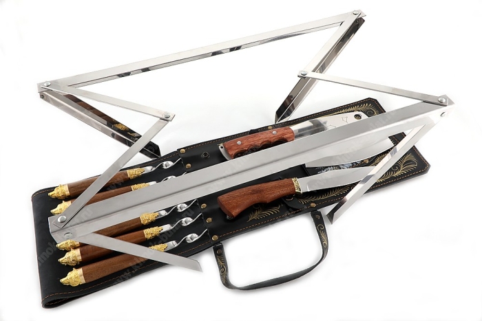 Шашлычница чёрная (шампура дерево-литьё), ручная художественная роспись