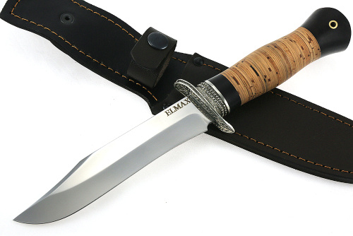 Нож Гладиатор (порошковая сталь Elmax, береста - мельхиор)