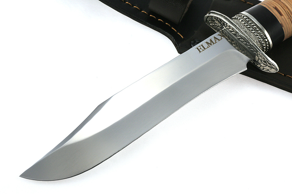 Нож Гладиатор (порошковая сталь Elmax, береста - мельхиор)
