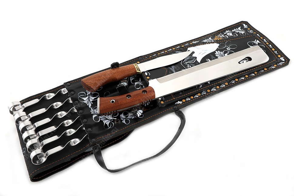 Шашлычница чёрная (простые шампура), ручная художественная роспись