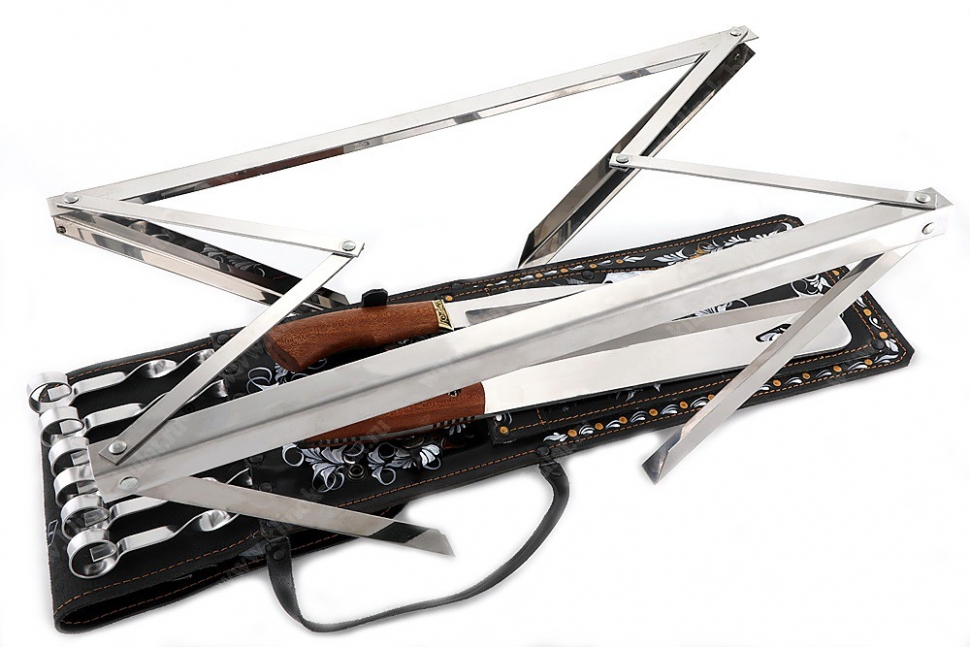 Шашлычница чёрная (простые шампура), ручная художественная роспись