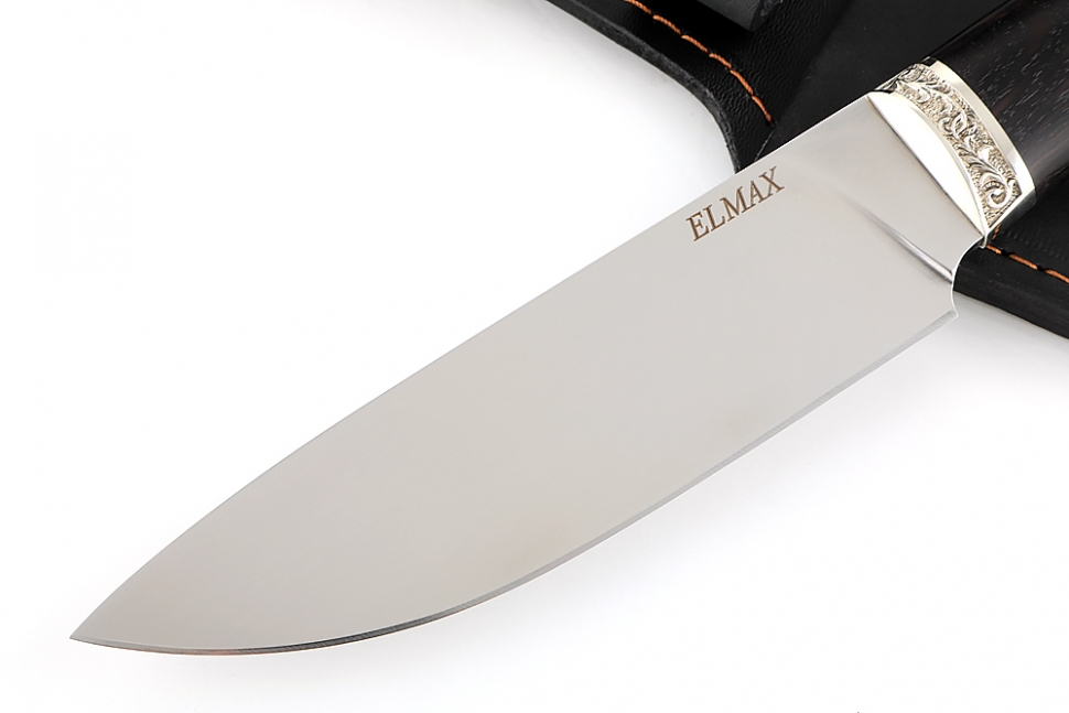 Нож Глухарь (порошковая сталь Elmax, чёрный граб - мельхиор)