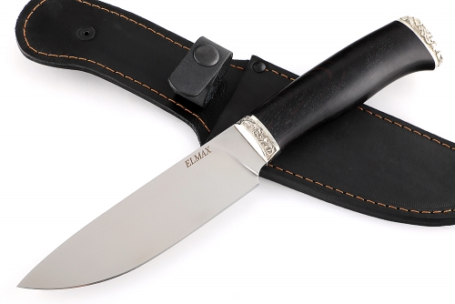 Нож Глухарь (порошковая сталь Elmax, чёрный граб - мельхиор)