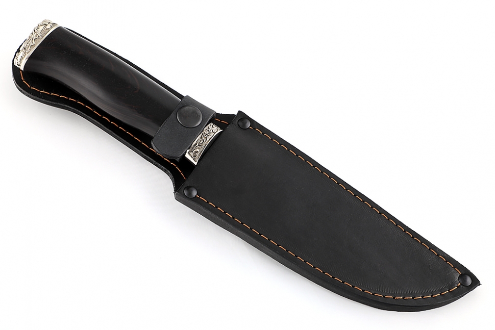 Нож Глухарь (порошковая сталь Elmax, чёрный граб - мельхиор)