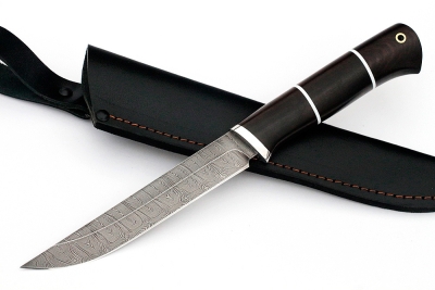 Нож Зубатка-2 (дамаск, чёрный граб)