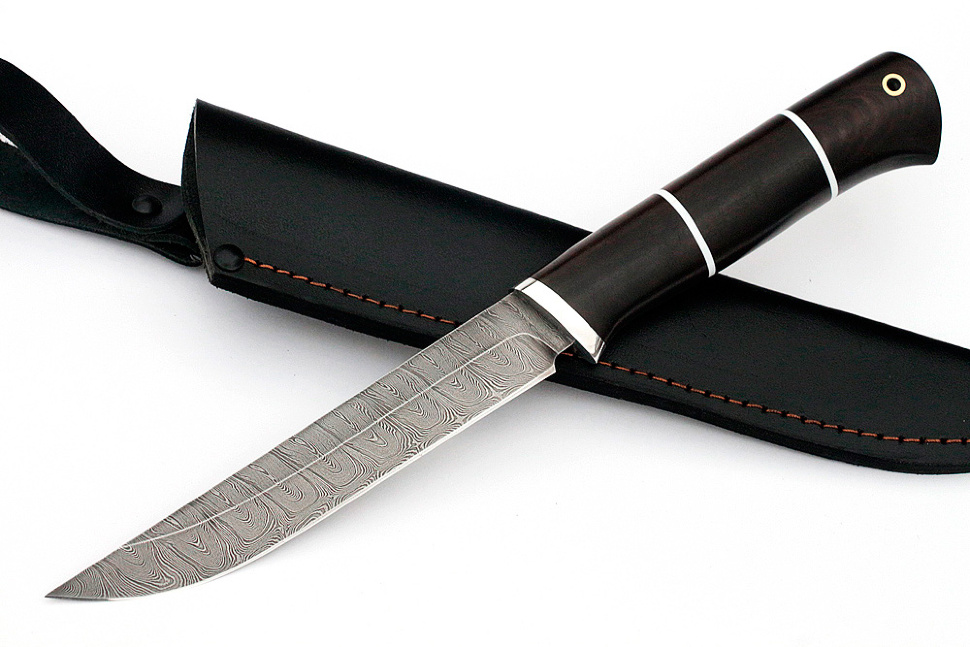 Нож Зубатка-2 (дамаск, чёрный граб)