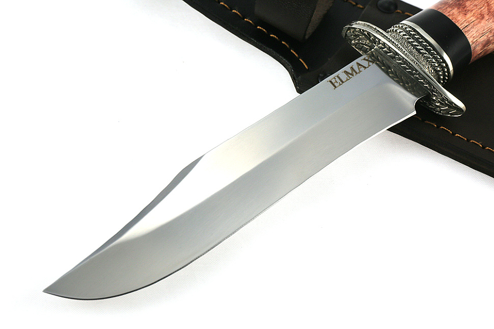 Нож Гладиатор (порошковая сталь Elmax, карельская береза-мельхиор)