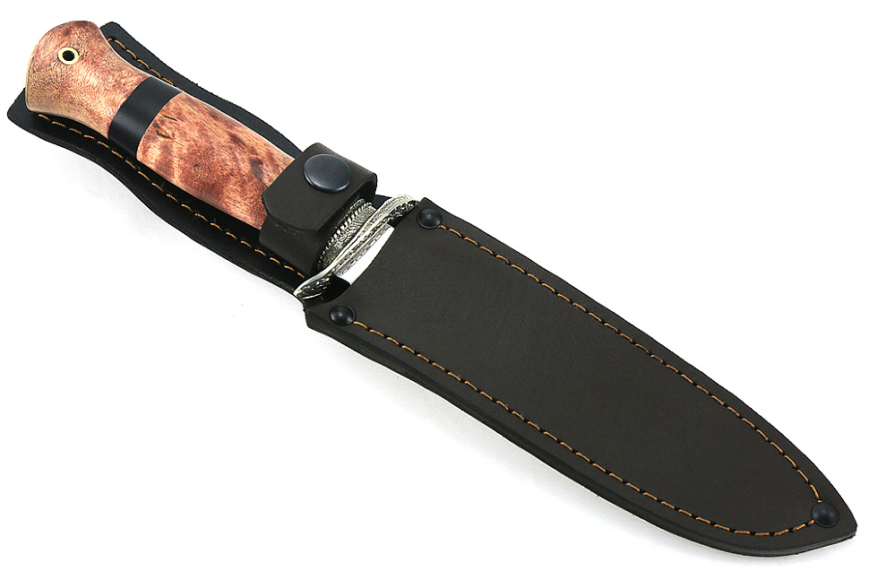 Нож Гладиатор (порошковая сталь Elmax, карельская береза-мельхиор)