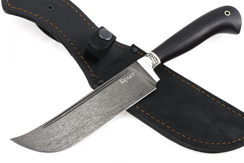 Нож Узбек-3 (булат, черный граб - мельхиор)