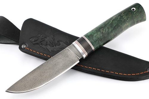Нож Рысь (ХВ5-Алмазка, черный граб, карельская береза зеленая)