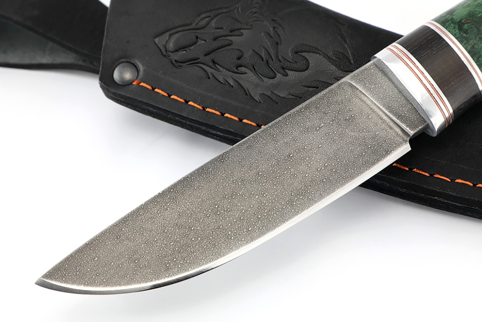 Нож Рысь (ХВ5-Алмазка, черный граб, карельская береза зеленая)