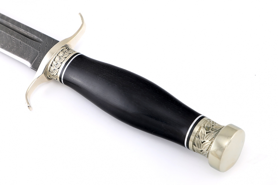 Нож Классика (дамаск, чёрный граб - мельхиор)