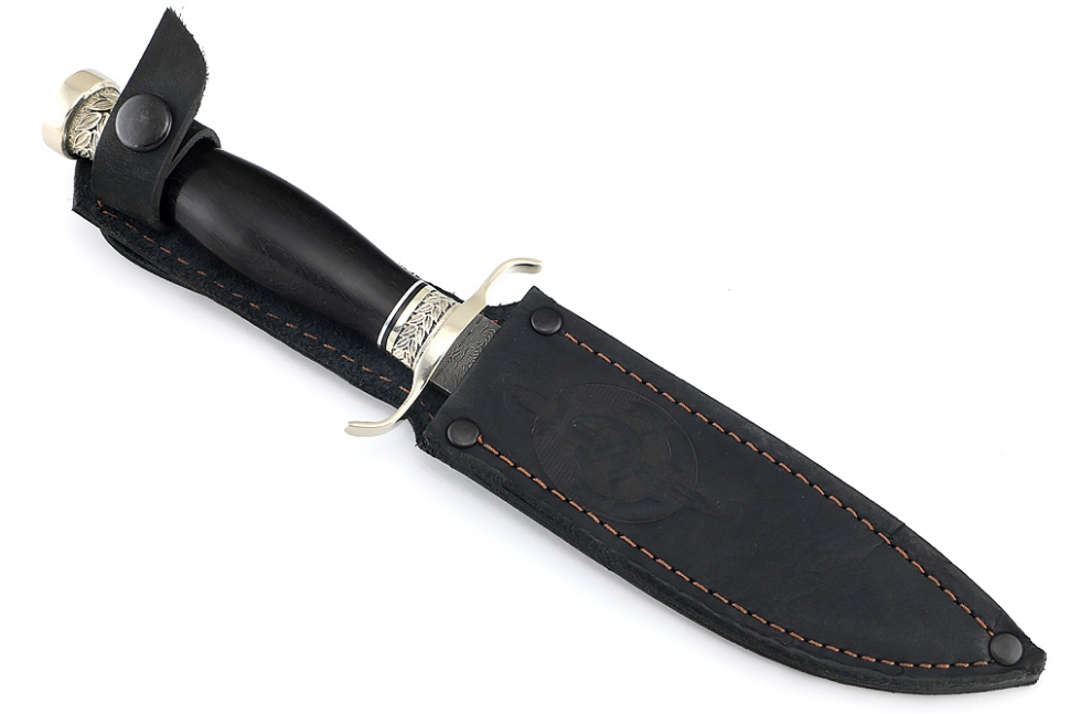 Нож Классика (дамаск, чёрный граб - мельхиор)