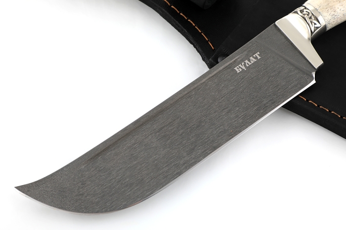 Нож Узбек-2 (булат, рог лося - мельхиор)