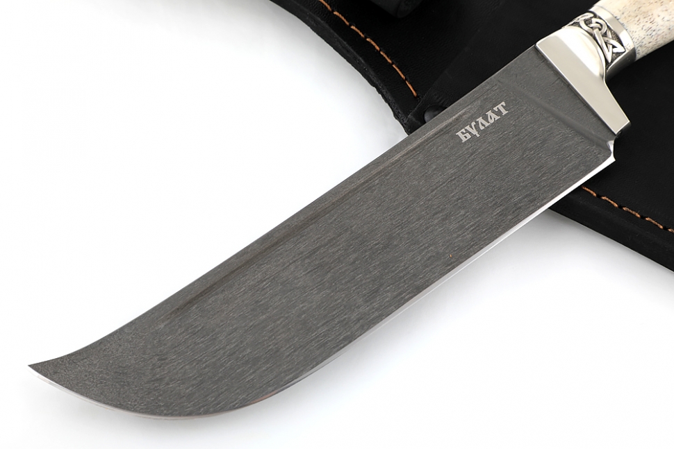 Нож Узбек-2 (булат, рог лося - мельхиор)