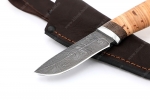 Нож Соболёк (дамаск, береста) - Клинок ножа Соболёк из дамасской стали