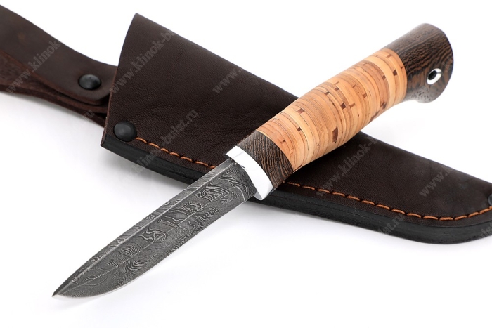 Нож Соболёк (дамаск, береста)