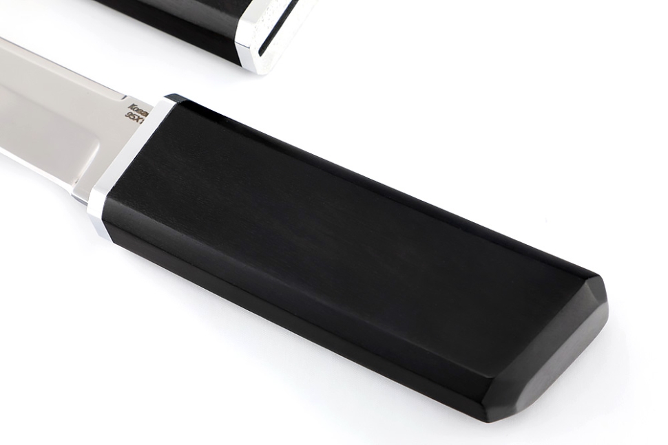 Нож Самурай малый (кованая 95Х18, черный граб, деревянные ножны восьмигранник)