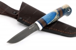 Нож Соболёк (Булат, рукоять стабилизированный кап клёна синий, венге, фибра) - Нож Соболёк литой булат