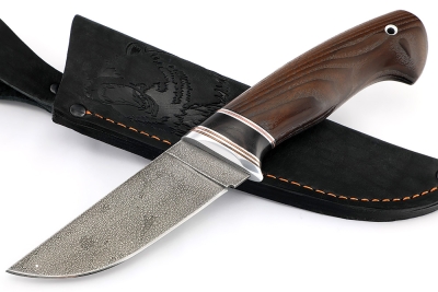 Нож Барсук (ХВ5-Алмазка, ясень термоциклированный, вставка черный граб)