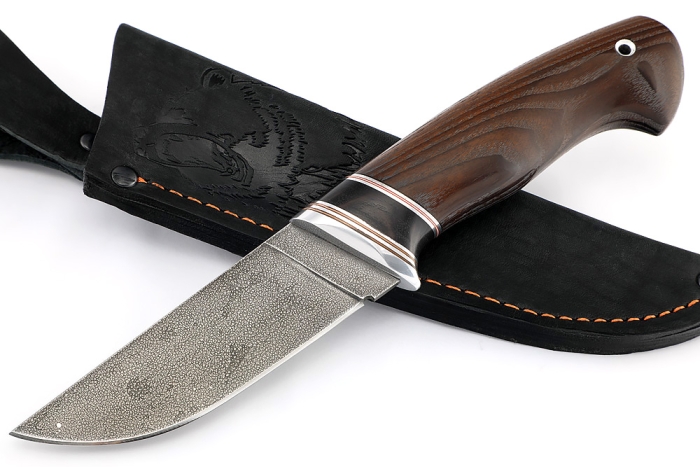 Нож Барсук (ХВ5-Алмазка, ясень термоциклированный, вставка черный граб)