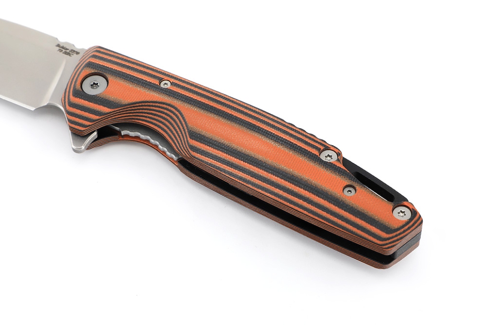 Нож складной Турист S390 рукоять G10 черно-оранжевая
