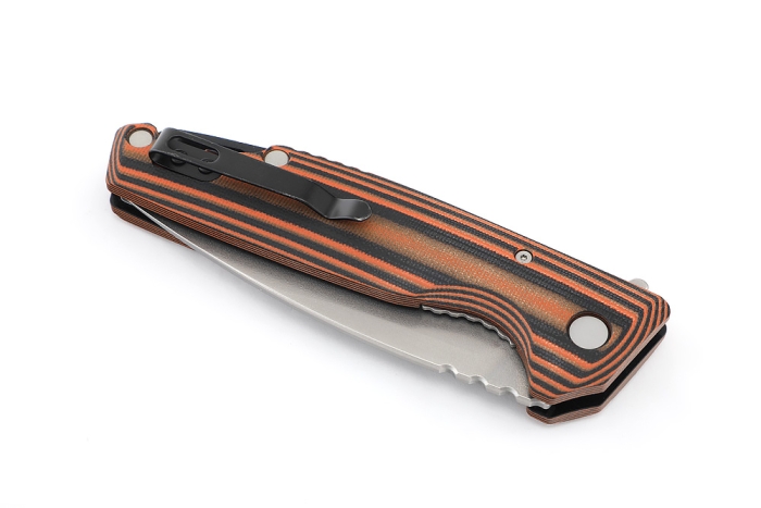 Нож складной Турист S390 рукоять G10 черно-оранжевая