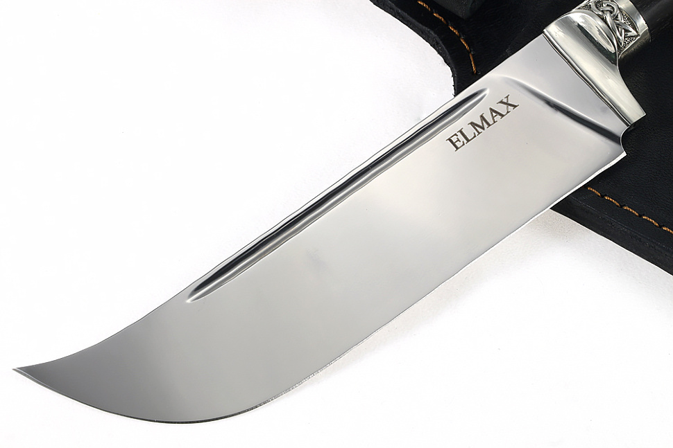 Нож Узбек-2 (порошковая сталь ELMAX, чёрный граб) - всадной монтаж