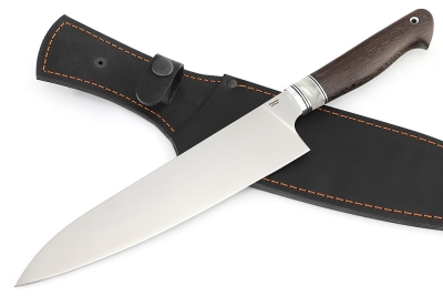 Нож Шеф большой (Х12МФ, рукоять вставка акрил белый - венге)