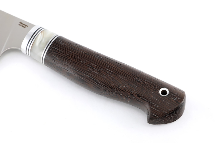 Нож Шеф большой (Х12МФ, рукоять вставка акрил белый - венге)