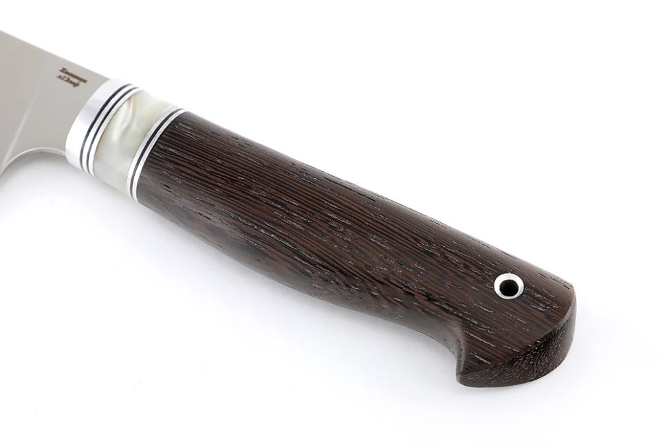 Нож Шеф большой (Х12МФ, рукоять вставка акрил белый - венге)