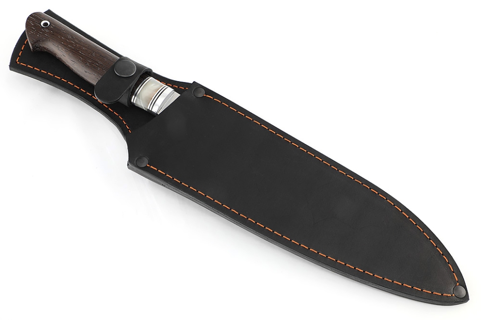 Нож Шеф большой (Х12МФ, рукоять вставка акрил белый - венге)