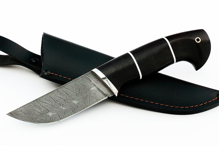 Нож Барсук (дамаск, чёрный граб)